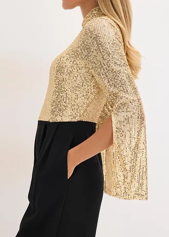 Jersey jumpsuit met pailletten • goudkleur-zwart • bonprix online shop