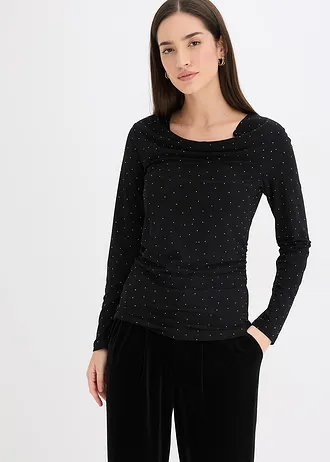 Longsleeve, Kleur: zwart gestippeld