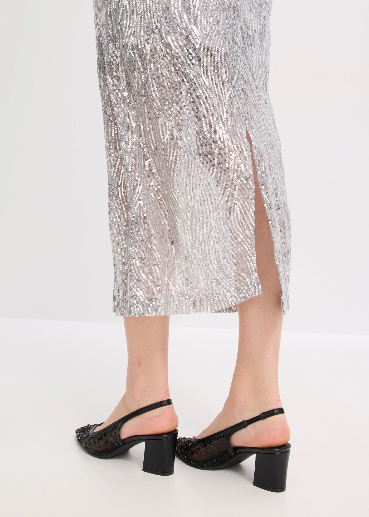 Jupe midi à sequins • argenté • Boutique bonprix