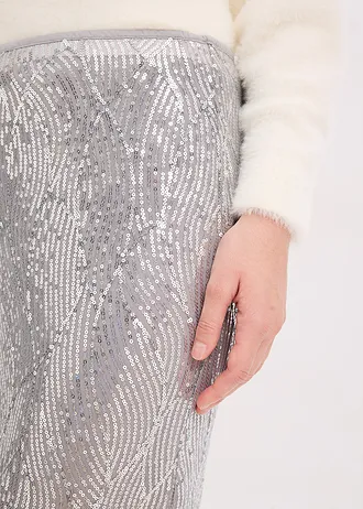 Fustă midi cu paiete • argintiu • magazin bonprix