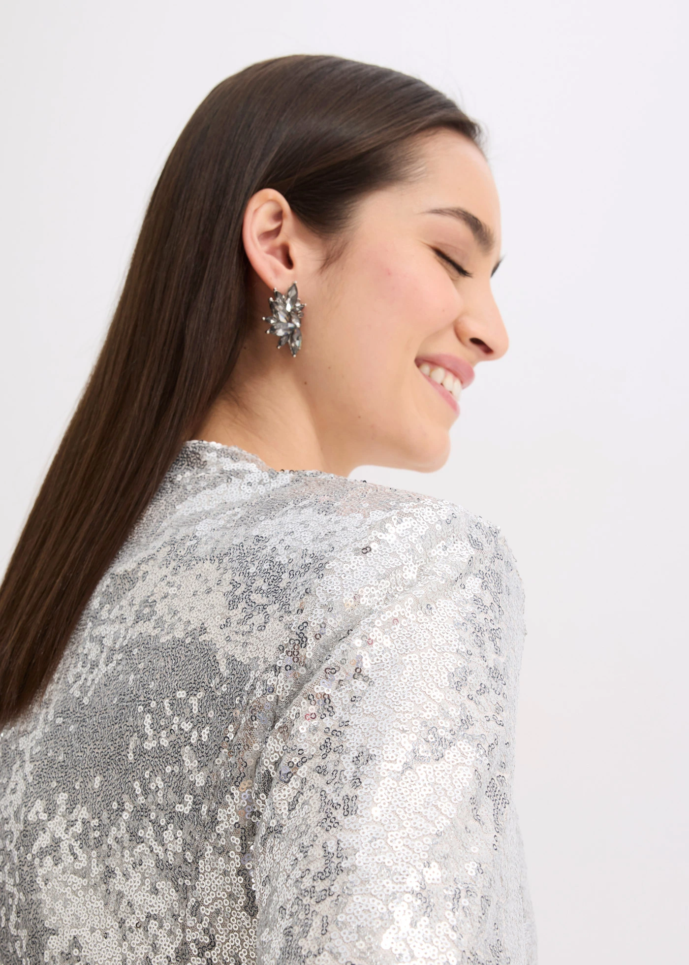 Żakiet z cekinami • srebrny • sklep bonprix