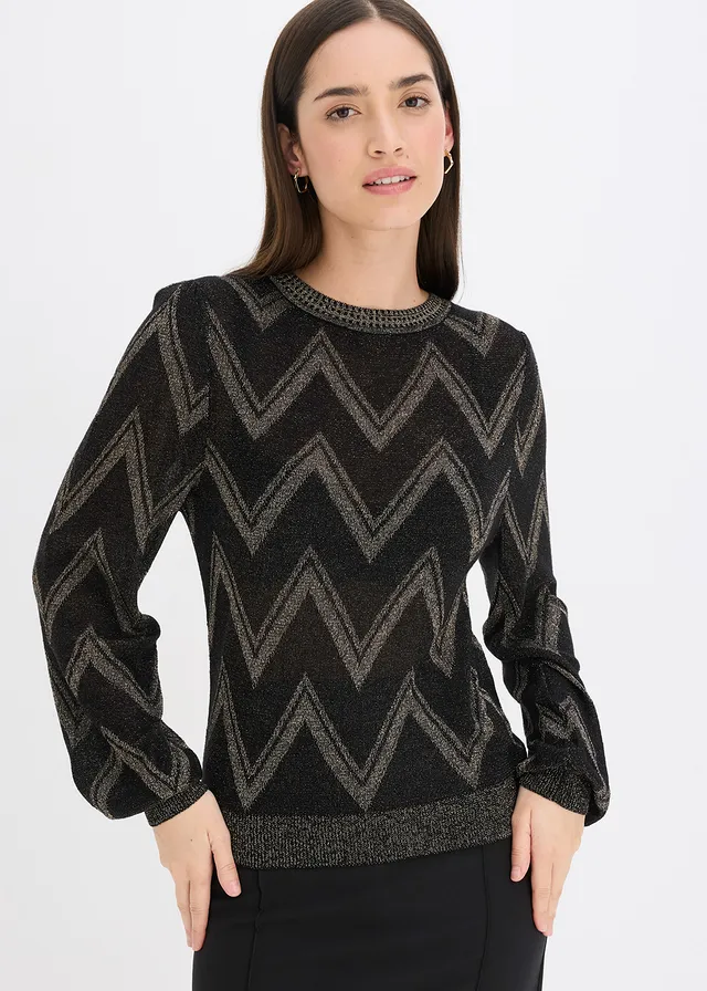 Pull en fine maille brillante • noir-doré • product-page.page-title-suffix