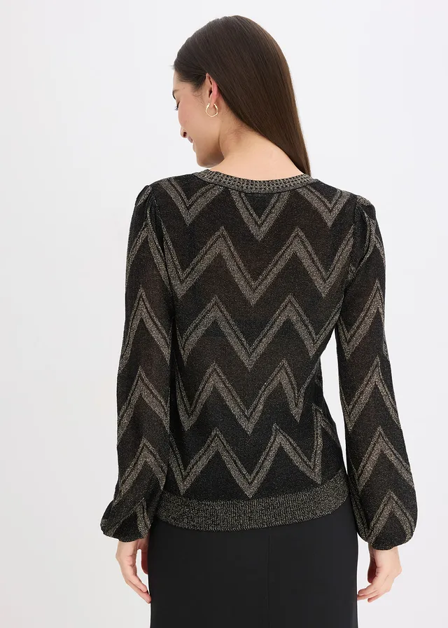 Pull en fine maille brillante • noir-doré • product-page.page-title-suffix
