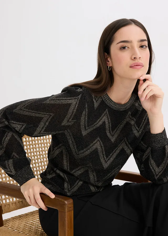 Pull en fine maille brillante • noir-doré • product-page.page-title-suffix