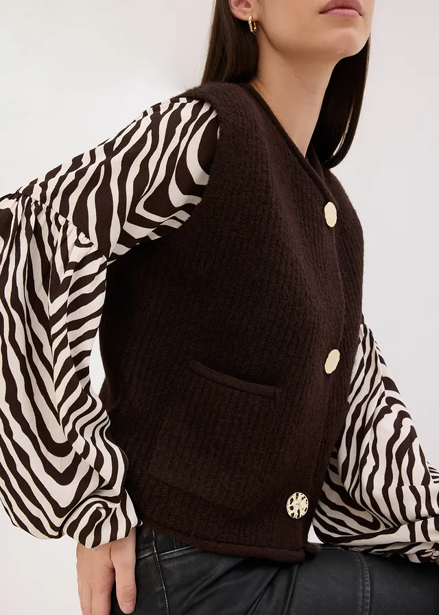 Vest met decoratieve knopen • donkerbruin • product-page.page-title-suffix