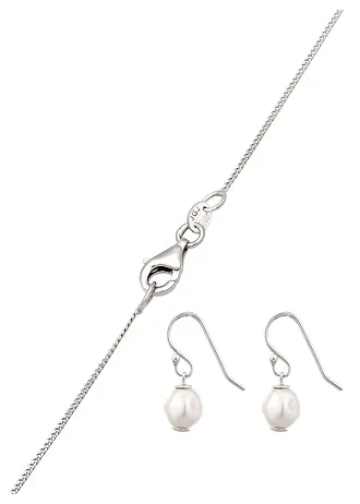 Elli ketting & oorringen van 925 sterling zilver (3-dlg. sieradenset), Kleur: zilverkleurig gerhodineerd