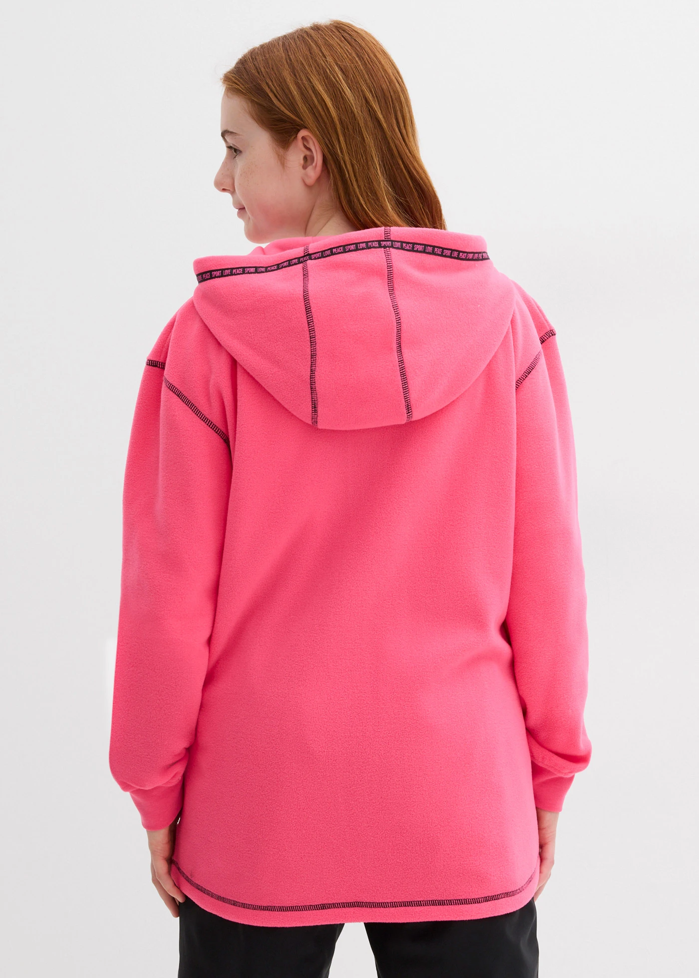 Měkká flísová bunda s praktickými kapsami na zip • neonově pink + černá • bonprix obchod