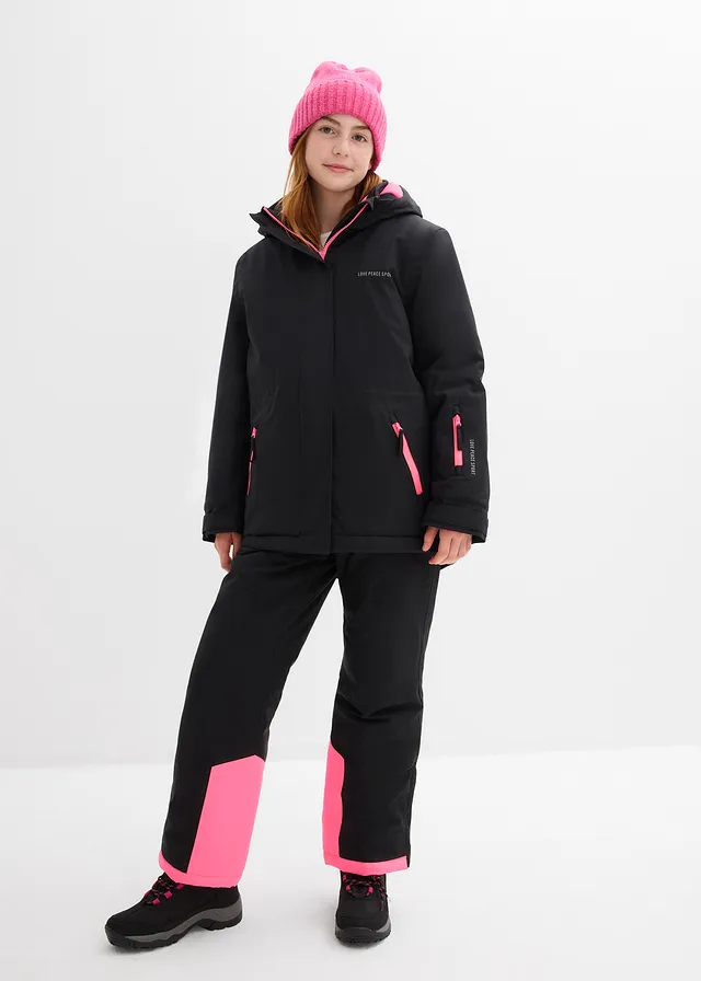 Geacă de schi impermeabilă cu detalii sport • negru/roz neon • magazin bonprix