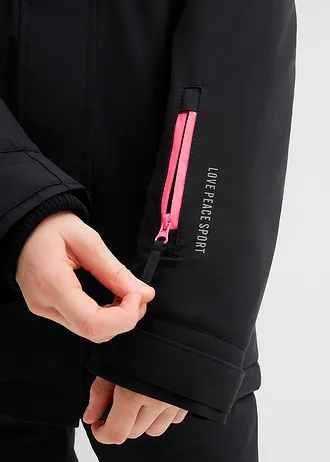 Waterdichte ski-jas met sportieve details • zwart-neonpink • bonprix online shop