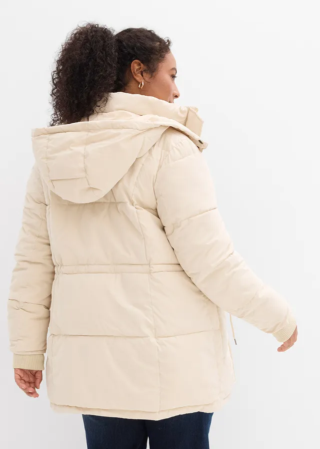 Winterjas met verstelbare tailleband, Kleur: zwart