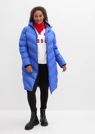 Lange gewatteerde jas, Kleur: edelsteenblauw