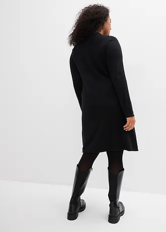 Gebreide jurk in A-lijn, Kleur: zwart