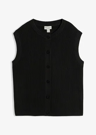 Vestă tricotată cu ochiuri mari • negru • magazin bonprix