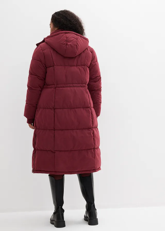 Manteau d’hiver avec fermetures zippées sur les côtés, Couleur: bordeaux