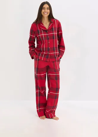 Pijama din flanelă țesută • vișiniu cadrilat • magazin bonprix