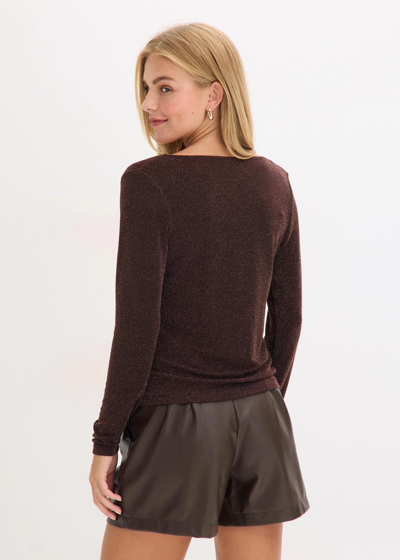 Top met watervalhals • donkerbruin • bonprix online shop