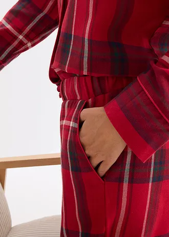 Pijama din flanelă țesută • vișiniu cadrilat • magazin bonprix