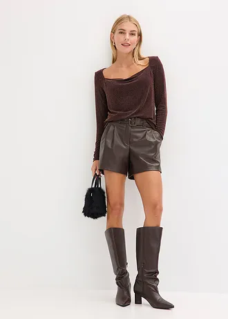 Top col bénitier • marron foncé • Boutique bonprix