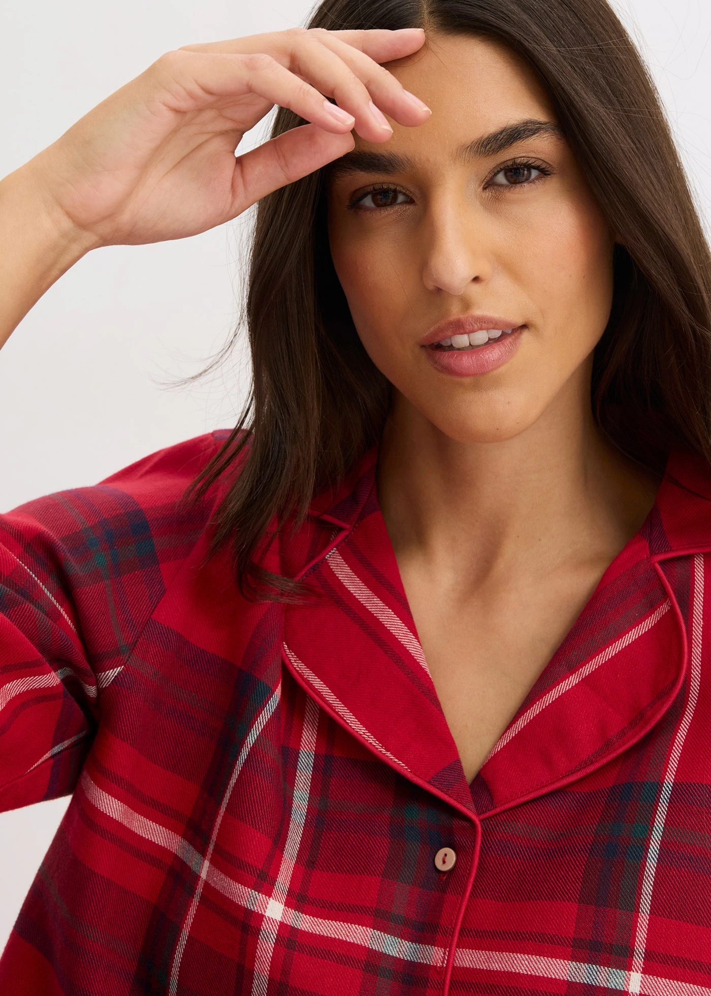 Pijama din flanelă țesută • vișiniu cadrilat • magazin bonprix