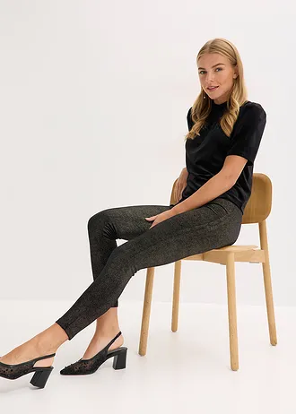 Legging scintillant en velours • noir/doré • Boutique bonprix