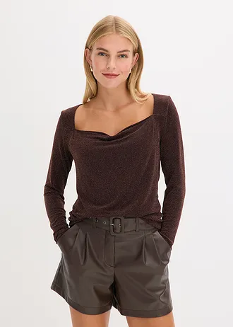 Top col bénitier • marron foncé • Boutique bonprix