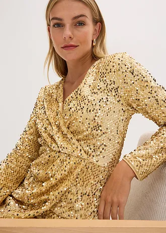 Rochie din catifea moale, cu paiete • auriu • magazin bonprix