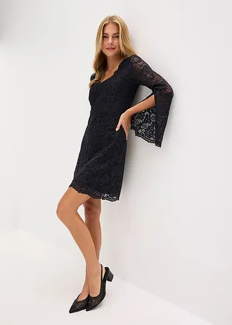 Rochie din dantelă cu mâneci largi, culoare: negru