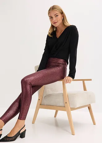 Legging en tissu enduit ultra-brillant • bordeaux • Boutique bonprix