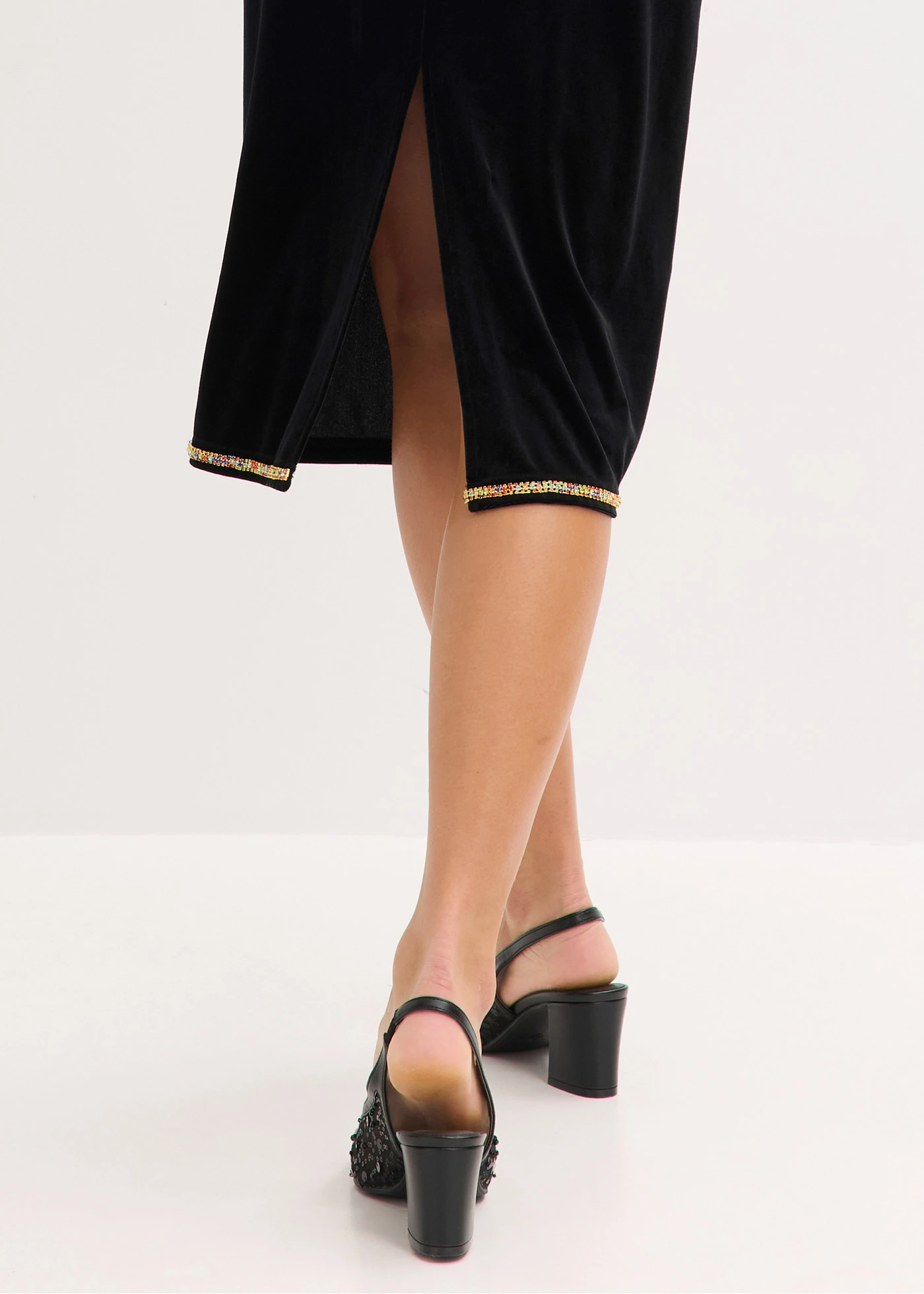 Jupe midi avec strass • noir • Boutique bonprix