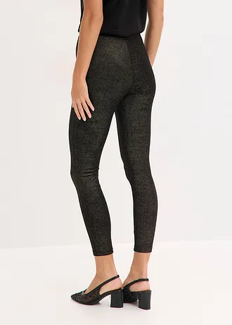 Glanzende legging van fluweel • zwart/goudkleur • bonprix online shop