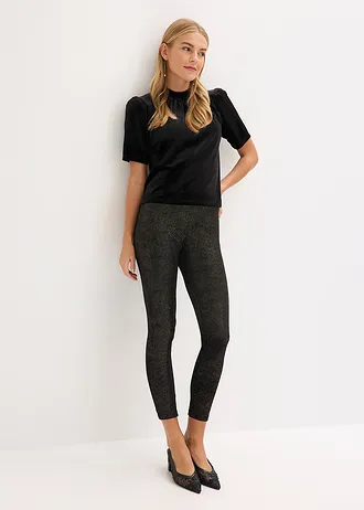 Glanzende legging van fluweel • zwart/goudkleur • bonprix online shop