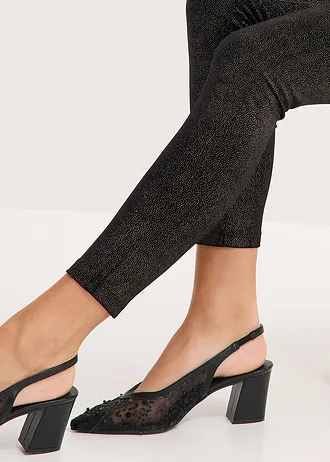 Glanzende legging van fluweel • zwart/goudkleur • bonprix online shop