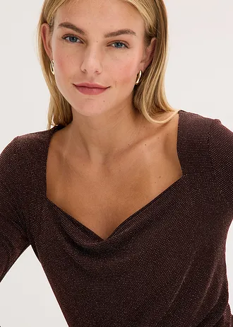 Top col bénitier • marron foncé • Boutique bonprix