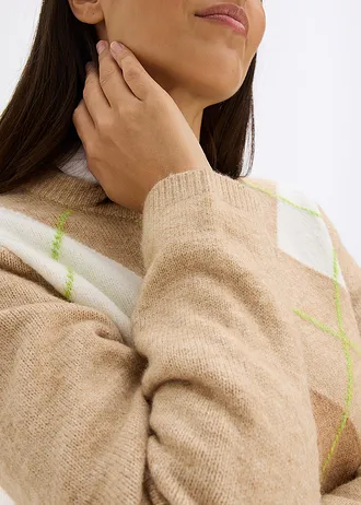 Pletený kabátek • bílá káva-krémově bílá kostka • bonprix obchod