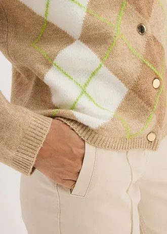 Pletený kabátek • bílá káva-krémově bílá kostka • bonprix obchod