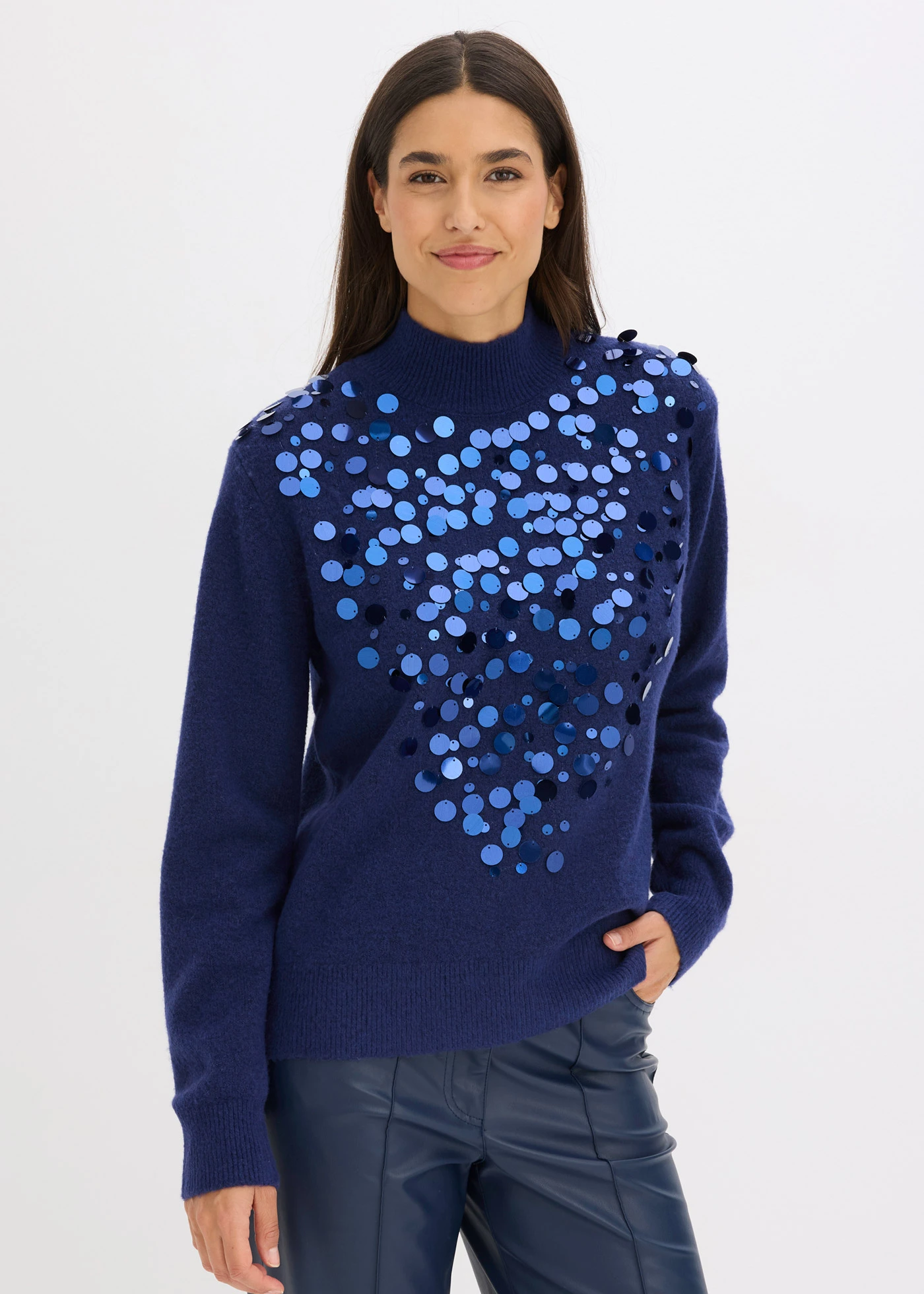 Pull à sequins • bleu nuit • Boutique bonprix