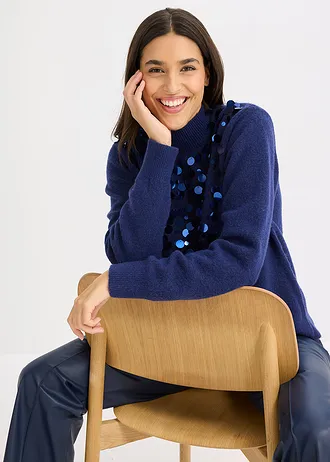 Trui met pailletten • middernachtblauw • bonprix online shop