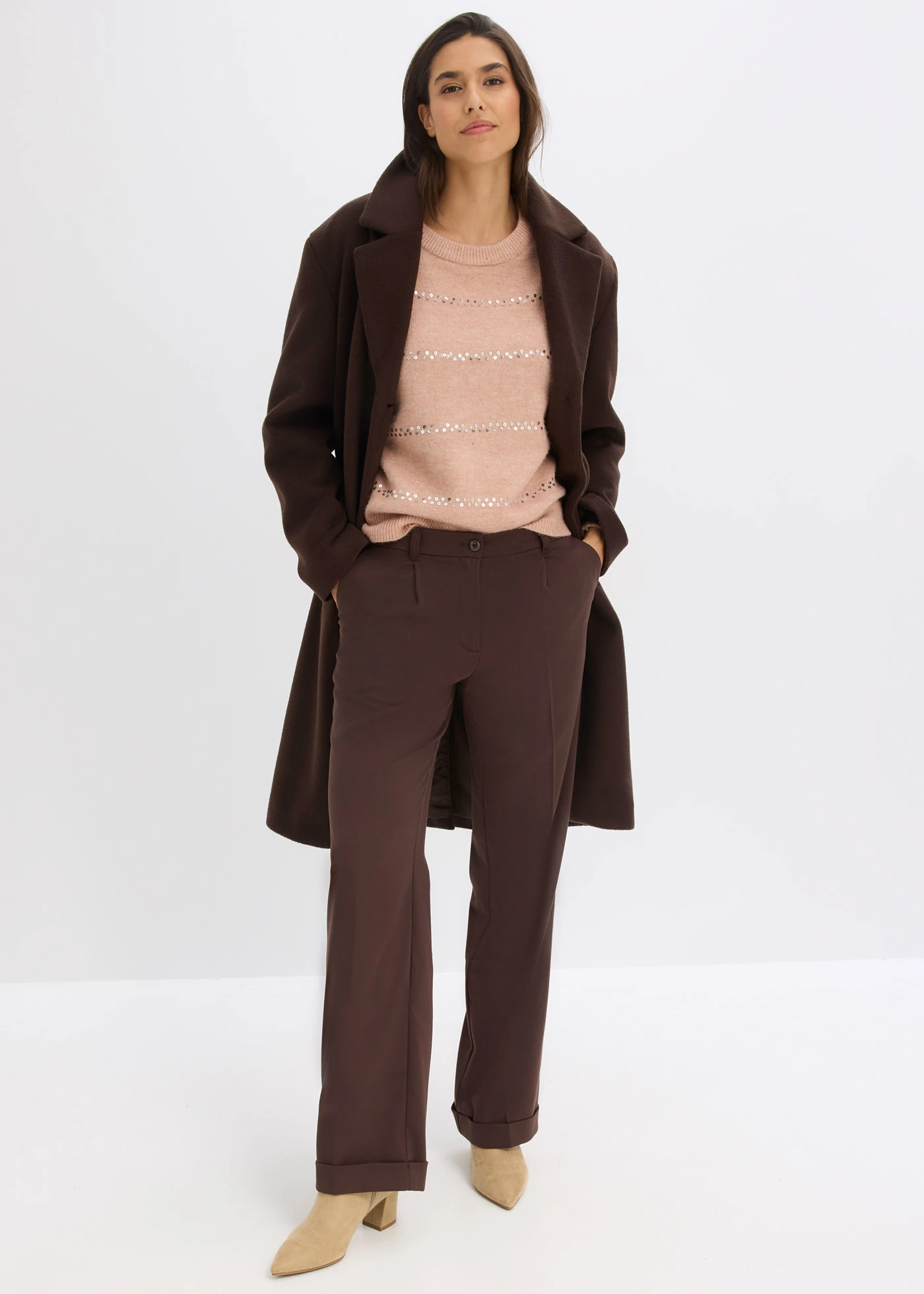 Sweter boxy z cekinami • stary jasnoróżowy • sklep bonprix