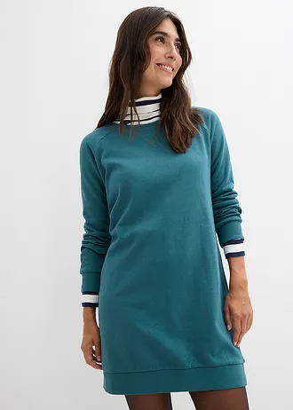 Sweatjurk met raglanmouwen, Kleur: pepergroen