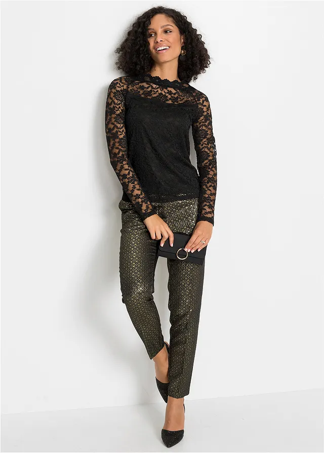 T-shirt manches longues en dentelle • noir • product-page.page-title-suffix