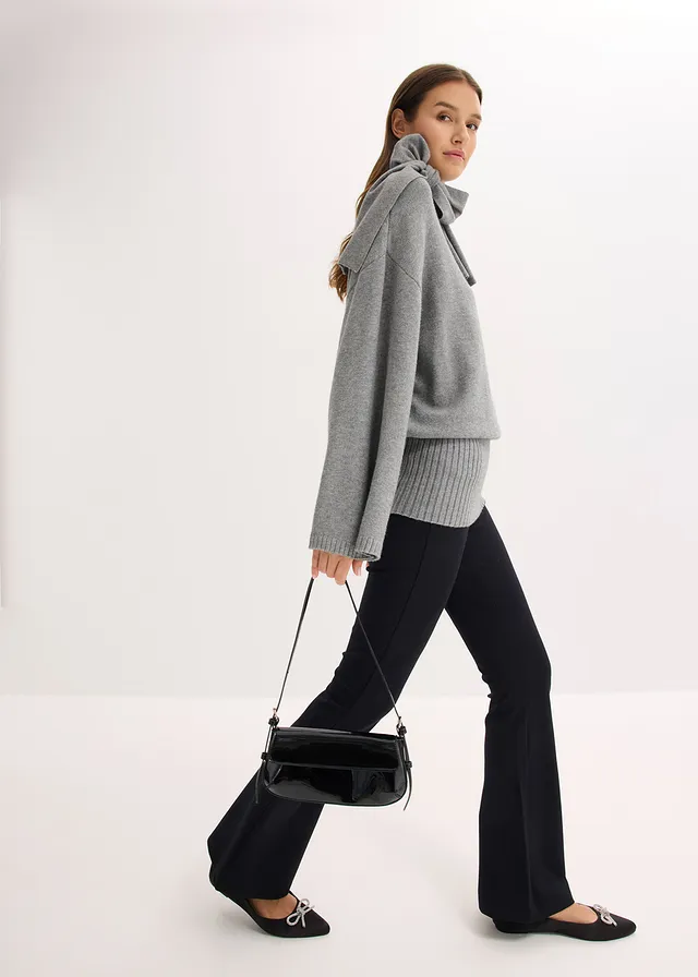 Pull oversize et doux en viscose majoritaire • gris chiné • product-page.page-title-suffix