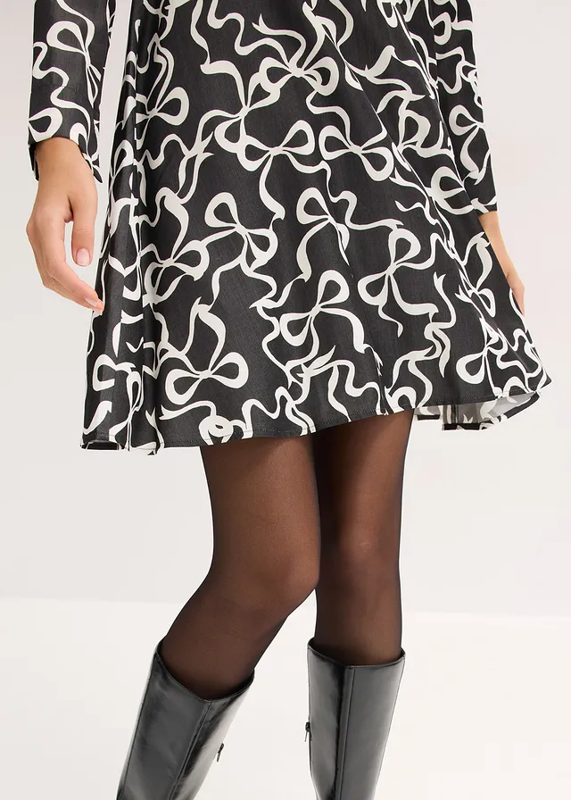 Midi jurk in een soepele viscosemix • zwart-wit grafisch • product-page.page-title-suffix
