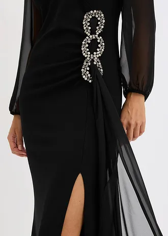 Robe longue avec application strass • noir • Boutique bonprix