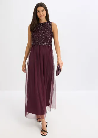 Robe longue brodée de sequins • bordeaux • Boutique bonprix