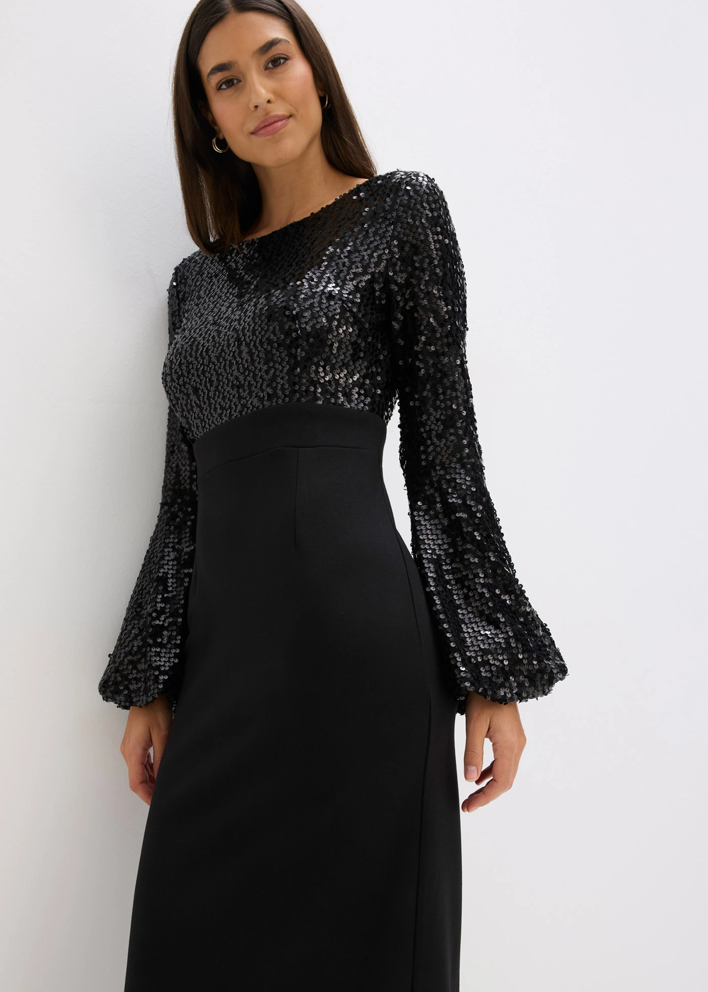Rochie midi cu paiete • negru • magazin bonprix