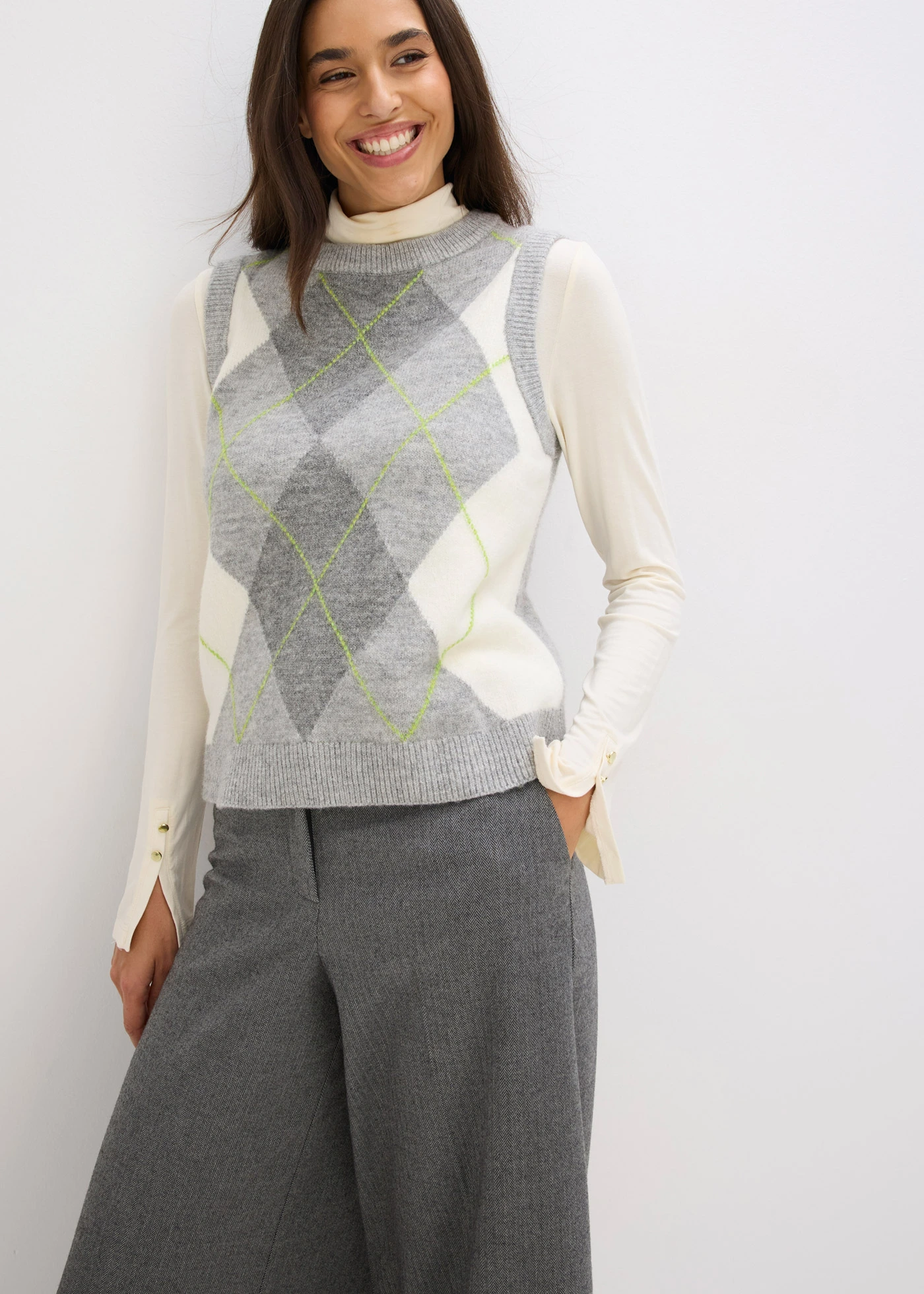 Spencer • grijs gemêleerd/crèmewit/bladgroen/lichtgrijs  grafische print • bonprix online shop