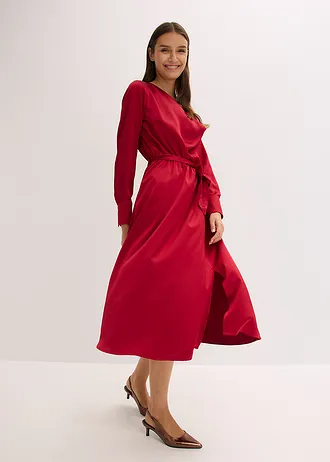 Robe midi en satin brillant • rouge piment • Boutique bonprix