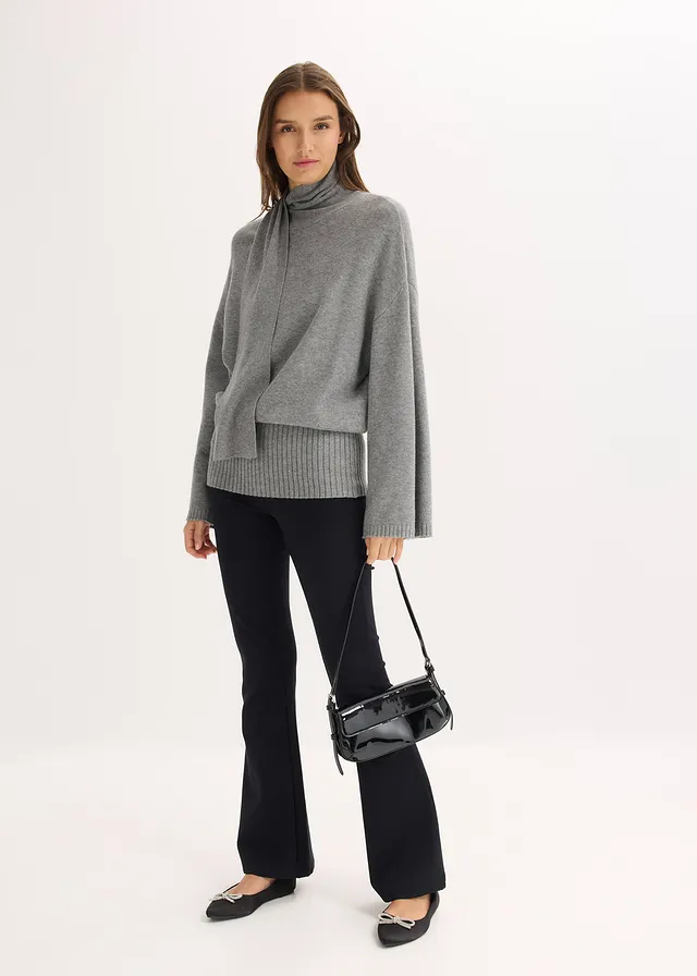 Pull oversize et doux en viscose majoritaire • gris chiné • product-page.page-title-suffix