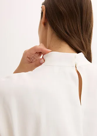 Blouse élégante à manches courtes en satin brillant • ecru • Boutique bonprix