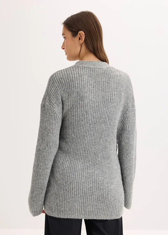 Gilet cache-cœur oversize, Couleur: gris chiné